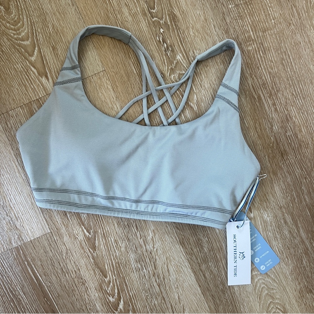 Light Grey Nessa Skip Stripe Sports Bra